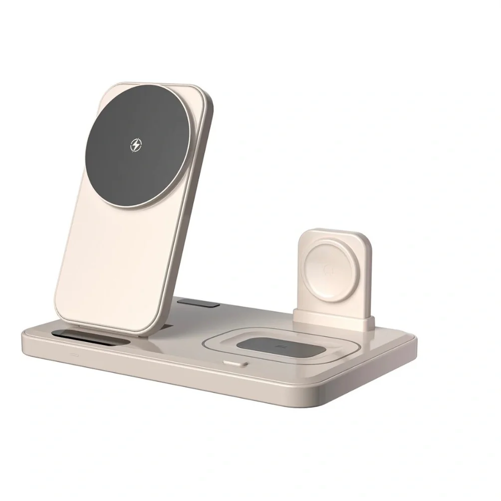 LAX Gadgets Flat Folding 3-in-1 Wireless Charger Station. Color: Desert - New